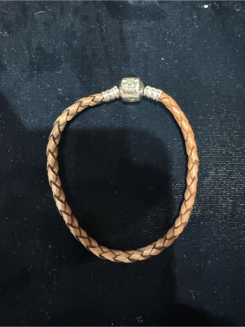 Pandora Leather Braided Charm Bracelet with Silver Clasp - Brown